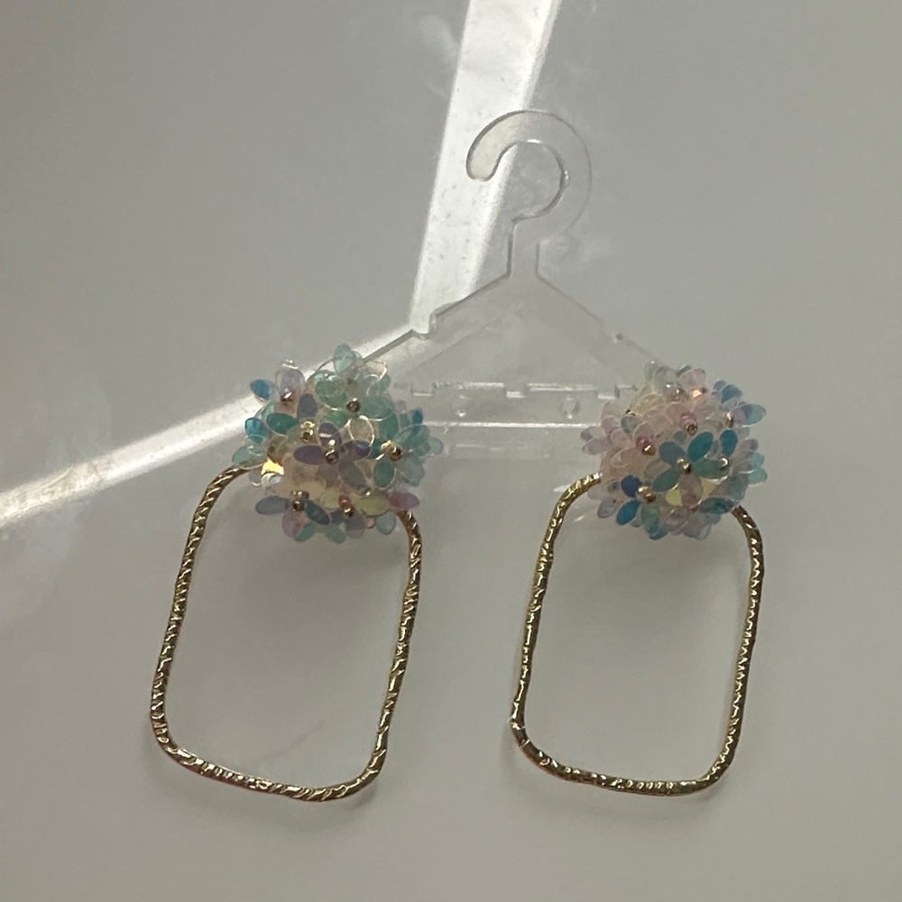 Gold Earrings with Pastel Beads